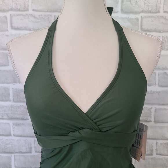 Athleta Tara Halter Tankini Top Green Swim Size 34 B/C NEW Beach $72 - Picture 2 of 7
